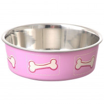 Loving Pets Stainless Steel & Coastal Pink Bella Bowl with Rubber Base - Small - 1.25 Cups (5.5D x 2"H) - EPP-PC07510 | Loving Pets | 1729"