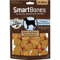 SmartBones Peanut Butter Dog Chews - Mini - 2 Long - Dogs under 20 Lbs (16 Pack) - EPP-SB00211 | Smartbones | 1996"