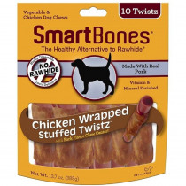 SmartBones Stuffed Twistz Vegetable and Chicken Wrapped Pork Rawhide Free Dog Chew - 10 count - EPP-SB02069 | Smartbones | 1996