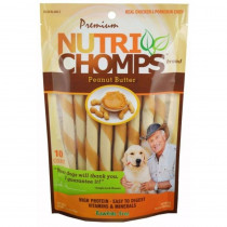 Nutri Chomps Mini Twist Dog Treat Peanut Butter Flavor - 10 count - EPP-SCP98897 | Nutri Chomps | 1996