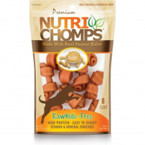 Nutri Chomps Rawhide Free Real Chicken and Porkskin Mini Dog Chews with Real Peanut Butter - 8 count - EPP-SCP98898 | Scott Pet | 1996