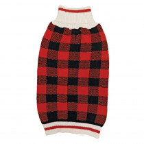 Fashion Pet Plaid Dog Sweater - Red - Medium (14-19" Neck to Tail) - EPP-ST02371 | Fashion Pet | 1959"