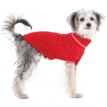 Fashion Pet Cable Knit Dog Sweater - Red - X-Small (8-10" From Neck Base to Tail) - EPP-ST80015 | Fashion Pet | 1959"