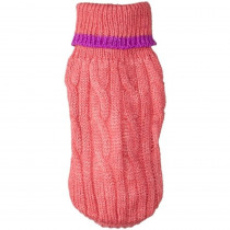 Fashion Pet Cable Knit Dog Sweater - Pink - Small (10-14" From Neck Base to Tail) - EPP-ST80048 | Fashion Pet | 1959"
