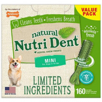 Nylabone Natural Nutri Dent Fresh Breath Dental Chews - Limited Ingredients - Mini - 160 Count - EPP-U84266 | Nylabone | 1996