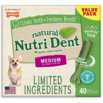 Nylabone Natural Nutri Dent Fresh Breath Dental Chews - Limited Ingredients - Medium - 40 Count - EPP-U84272 | Nylabone | 1996