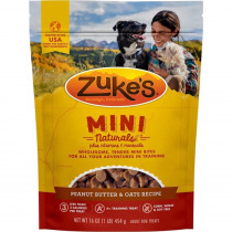 Zukes Mini Naturals Dog Treats - Peanut Butter & Oats Recipe - 1 lb - EPP-ZK33022 | Zukes | 1996