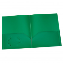 Poly Two Pocket Portfolio, Green, Pack of 25 - ESS76017 | Tops Products | Folders