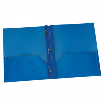 Blue Poly Two Pocket Portfolio with Prongs, Pack of 25 - ESS76026 | Tops Products | Folders