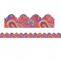 Positively Paisley Coral Paisley Arch Deco Trim Extra Wide Die Cut, 37 Feet - EU-845636 | Eureka | Border/Trimmer