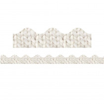 A Close-Knit Class Cozy Cream Knit Deco Trim Extra Wide, 37 Feet - EU-846306 | Eureka | Border/Trimmer