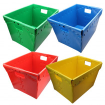 Primary Assorted Plastic Storage Postal Tote - 4 Pack - FLP40192 | Flipside | Storage Containers