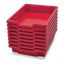 Shallow F1 Tray, Flame Red, 12.3" x 16.8" x 3", Heavy Duty School, Industrial & Utility Bins, Pack of 8 - GTSF0109P8 | Gratnells Llc | Storage Containers