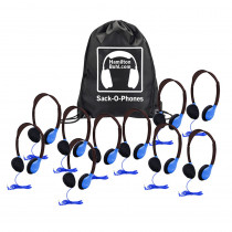 Sack-O-Phones, 10 Personal Headphones in a Carry Bag, Blue - HECSOPHA2BLU | Hamilton Electronics Vcom | Headphones