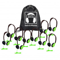 Sack-O-Phones, 10 Personal Headphones in a Carry Bag, Green - HECSOPHA2GRN | Hamilton Electronics Vcom | Headphones
