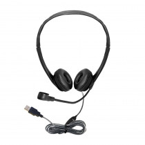WorkSmart Personal Headset - USB with Steel-Reinforced Gooseneck Microphone, Leatherette Ear Cushions - HECWS2BK | Hamilton Electronics Vcom | Headphones