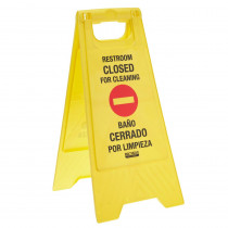 Restroom Closed for Cleaning Bilingual Floor Sign