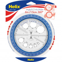 Angle and Circle Maker with Integrated Circle Templates, 360 Degree, 6 Inch/15cm, Assorted Colors - MAP36002 | Maped Helix Usa | Drawing Instruments
