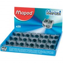 Classic 2 Hole Metal Sharpener, Display Pack of 20 - MAP506700 | Maped Helix Usa | Pencils & Accessories