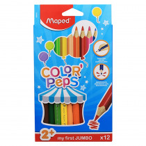 Color'Peps My First Jumbo Triangular Colored Pencils, Pack of 12 - MAP834010ZV | Maped Helix Usa | Colored Pencils