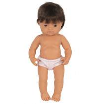 Anatomically Correct 15" Baby Doll, Caucasian Boy, Brunette - MLE31079 | Miniland Educational Corporation | Dolls