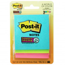 MMM3321SSAN - Ss Notes 3X3 45 Shts Asst Neon 3Pk in Post It & Self-stick Notes