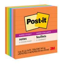 Super Sticky Notes, Energy Boost Collection, 4" x 4" Lined, 90 Sheets/Pad, 6 Pads - MMM6756SSUC | 3M Company | Post It & Self-Stick Notes
