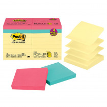 Dispenser Pop-up Notes Value Pack, 3 in x 3 in, Canary Yellow, 14 Pads/Pack + 4 Assorted Color Pads - MMMR33014YWM | 3M Company | Post It & Self-Stick Notes