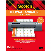 Thermal Laminating Pouches, 3 mil Size, Pack of 100 - MMMTP3854100WM | 3M Company | Laminating Film