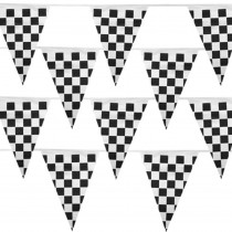 Black & White Checker 100 Foot Pennant Stringer w/48 Flags