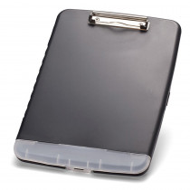 Slim Clipboard with Storage Box, Low Profile Clip & Storage Compartment, Charcoal - OIC83303 | Officemate Llc | Clipboards