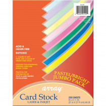 Pastel & Bright Card Stock Assortment, 10 Colors, 8-1/2" x 11", 250 Sheets - PAC101195 | Dixon Ticonderoga Co - Pacon | Card Stock