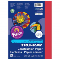 PAC102993 - Tru Ray 9 X 12 Holiday Red 50 Sht Construction Paper in Construction Paper