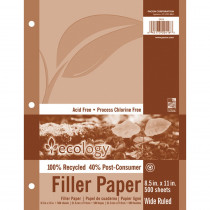 Recycled Filler Paper, White, 3-Hole Punched, 3/8" Ruled w/ Margin 8-1/2" x 11", 500 Sheets - PAC2416 | Dixon Ticonderoga Co - Pacon | Loose Leaf Paper