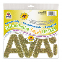 Self-Adhesive Letters, Gold Dazzle, Puffy Font, 4", 78 Characters - PAC51689 | Dixon Ticonderoga Co - Pacon | Letters