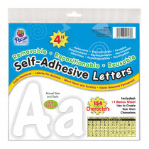Self-Adhesive Letters, White, Cheery Font, 4", 154 Characters - PAC51698 | Dixon Ticonderoga Co - Pacon | Letters