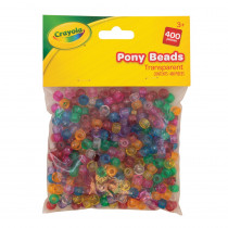 Pony Beads, Assorted Transparent Colors, 400 Pieces - PACAC355211CRA | Dixon Ticonderoga Co - Pacon | Beads