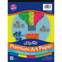 Premium Neon Art Paper Pad, 5 Assorted Colors, 9" x 12", 50 Sheets - PACCAR95663 | Dixon Ticonderoga Co - Pacon | Construction Paper