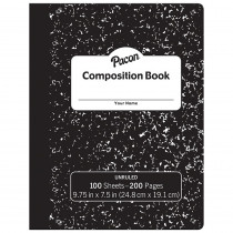 Composition Book, Black Marble, Unruled 9-3/4" x 7-1/2", 100 Sheets - PACMMK37145 | Dixon Ticonderoga Co - Pacon | Note Books & Pads