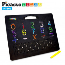 Double-Sided Magnetic Drawing Board, 12" x 10", Letters & Numbers - PCTPTB02BLK | Latitude-Picasso Tiles | Tracing
