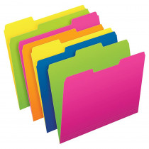 Twisted Glow File Folders, Letter Size, Assorted Colors, 1/3 Cut, Pack of 12 - PFX40526 | Tops Products | Folders