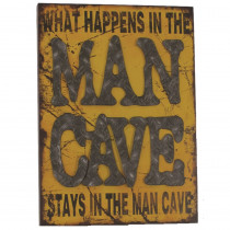 METAL SIGN-WHAT HAPPENS IN THE MAN CAVE - RGM-R857 | RAM Game Room | Indoor Décor