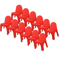 Kid's Stacking Chairs, Red, Pack of 12 - ROM93402 | Romanoff Products | Chairs