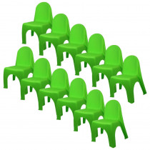 Kid's Stacking Chairs, Brite Green, Pack of 12 - ROM93435 | Romanoff Products | Chairs