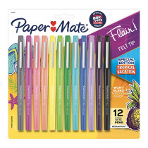 Flair Felt Tip Pens, Medium Point (0.7mm), Tropical & Classic Colors, 12 Count - SAN1928605 | Sanford L.P. | Pens