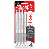 S-Gel, Gel Pens, Medium Point (0.7mm), Pearl White Body, Black Gel Ink Pens, 4 Count - SAN2126207 | Sanford L.P. | Pens