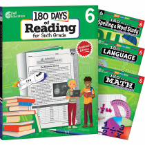 180 Days Reading, Spelling, Language, & Math Grade 6: 4-Book Set - SEP147640 | Shell Education | Cross-Curriculum Resources