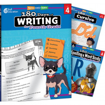 180 Days Writing, Spelling, & Cursive Grade 4: 3-Book Set - SEP147663 | Shell Education | Writing Skills