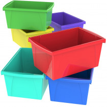 Medium Classroom Storage Bin, 5.5 Gallon, Assorted Color, Set of 6 - STX61515U06C | Storex Industries | Storage Containers
