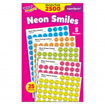 T-1942 - Superspots Stickers Neon 2500/Pk Smiles in Stickers